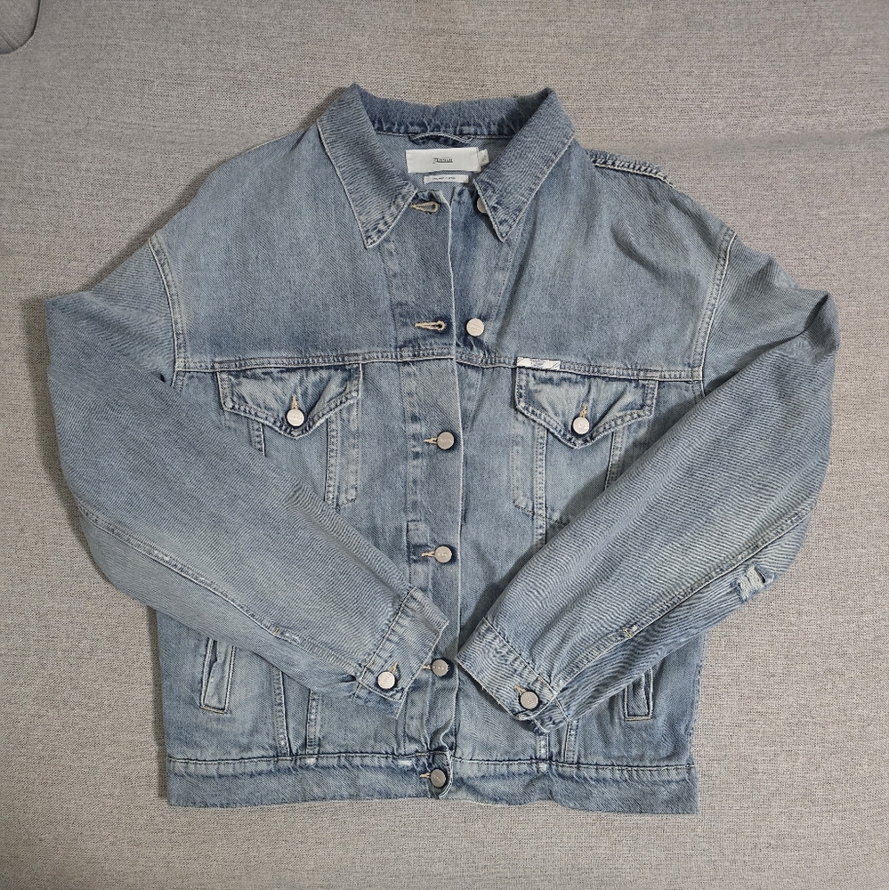 CLOSED distressed light wash denim jacket